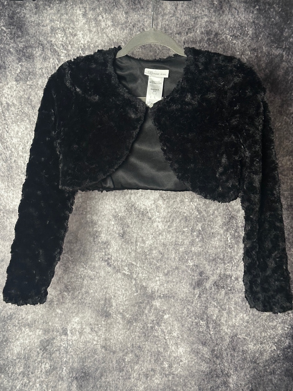 Black Faux Fur Teddy Jacket/Cropped Bolero